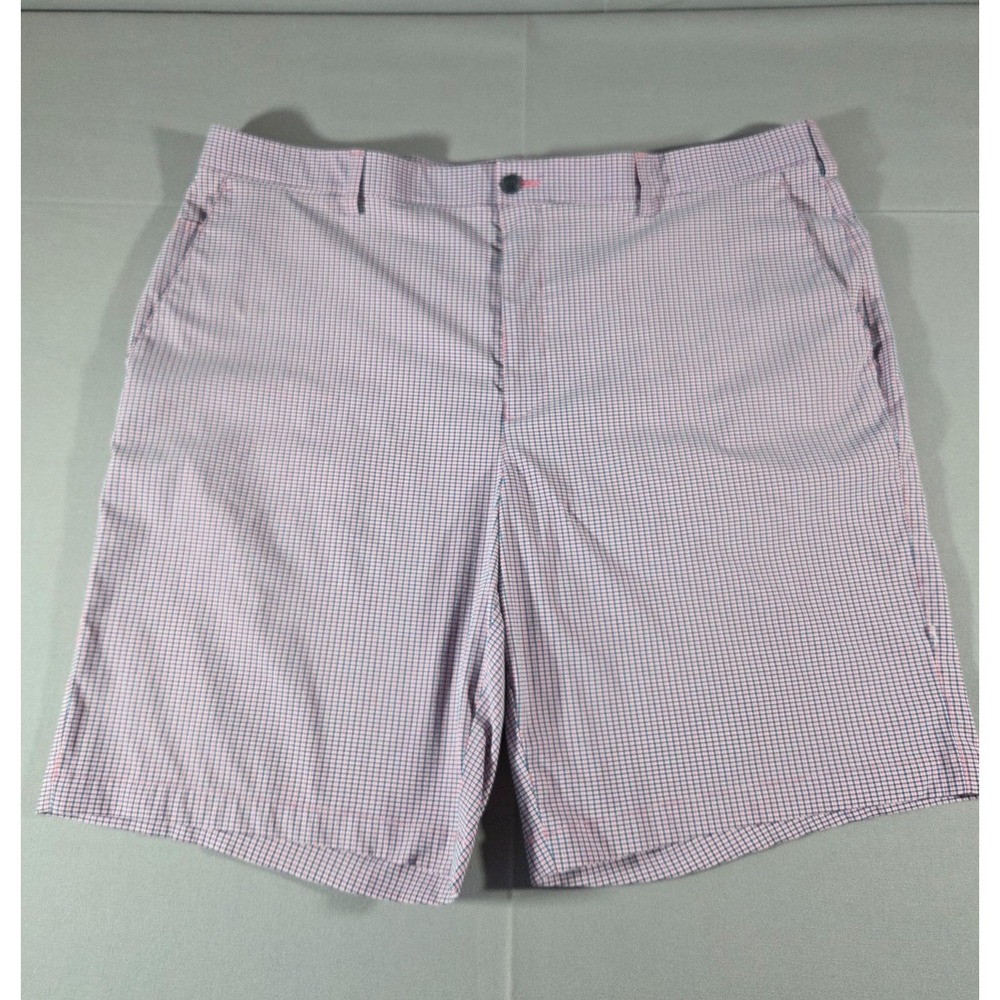 PGA Tour Shorts Mens 41 Pink Blue Plaid Golf Stretch Performance Course Wear
